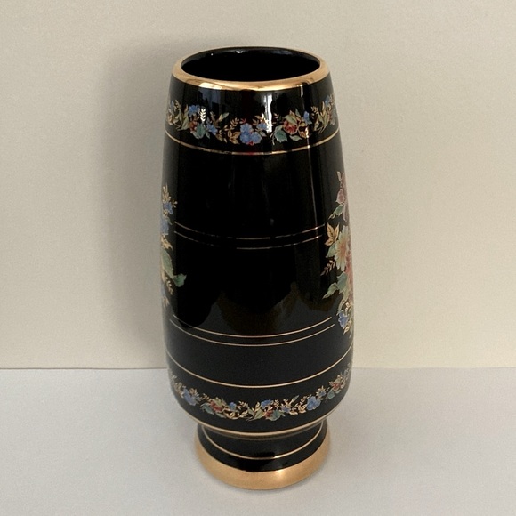 Vintage Fakiolas Handmade Greek Botanical/Floral Vase 24K Gold Trim - Picture 4 of 7